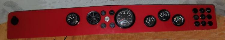 photo of the new Davrian dashboard showing the layout of gauges and switches 