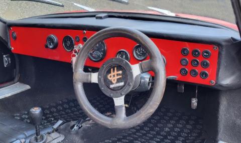 Photograph of finished dashboard, fitted to car